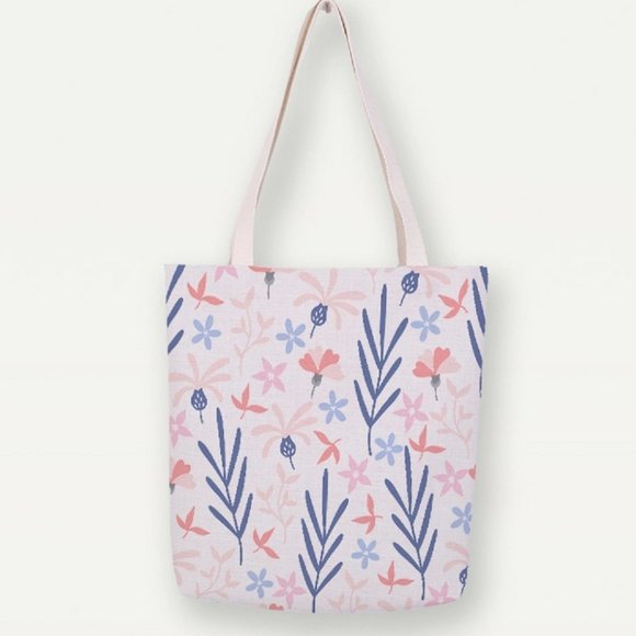Handbags - Floral Watercolor Canvas Tote Bag, Handbag